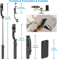 40'' Extendable Selfie Stick Tripod with Wireless Remote Tripod Stand, Portable, Lightweight, Compatible with Iphone 15 14 13 12 Pro Xs Max X 8Plus, Samsung Smartphone and More