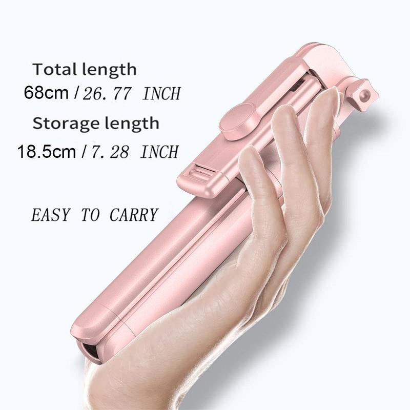 Portable Telescopic Selfie Stick Tripod with Remote Control, Bluetooth-Compatible Selfie Tripod Stand, Universal Extensible Wireless Selfie Tripod, Smartphone Cellphone Selfie Tripod for Recording, Travel Tripod