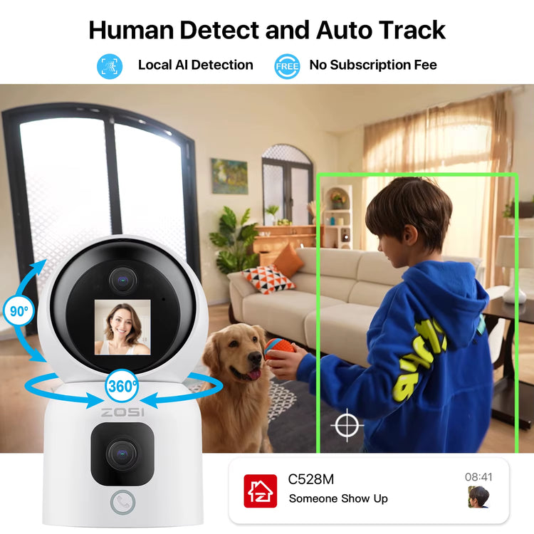 360 Smart Home Security Camera PTZ Auto Tracking Baby Monitor AI Panoramic HD Night Vision Indoor Wifi Surveillance Camera