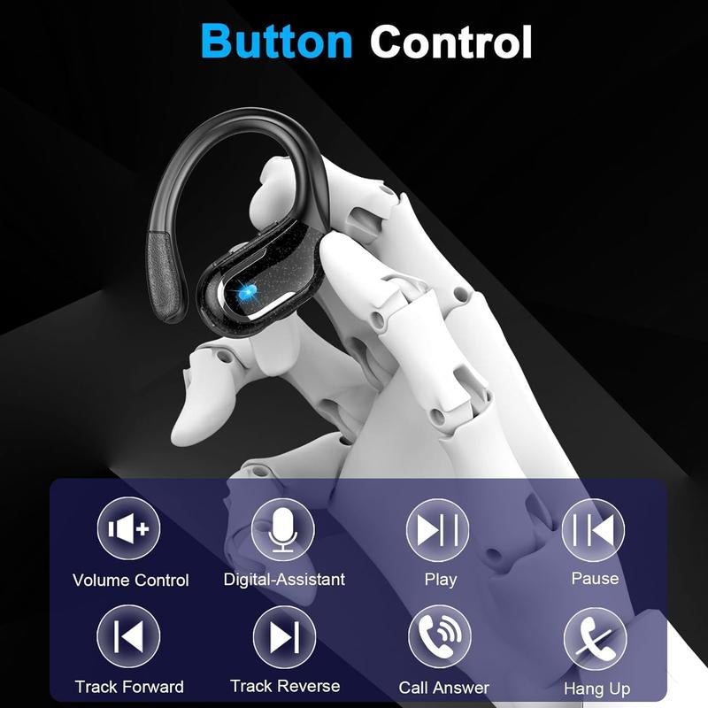 Ark Ecart Wireless Earbud, Bluetooth 5.3 Headphones Pure Bass Sound with Earhooks, 75H Battery Over-Ear Headphones, Audio Earphones Headset