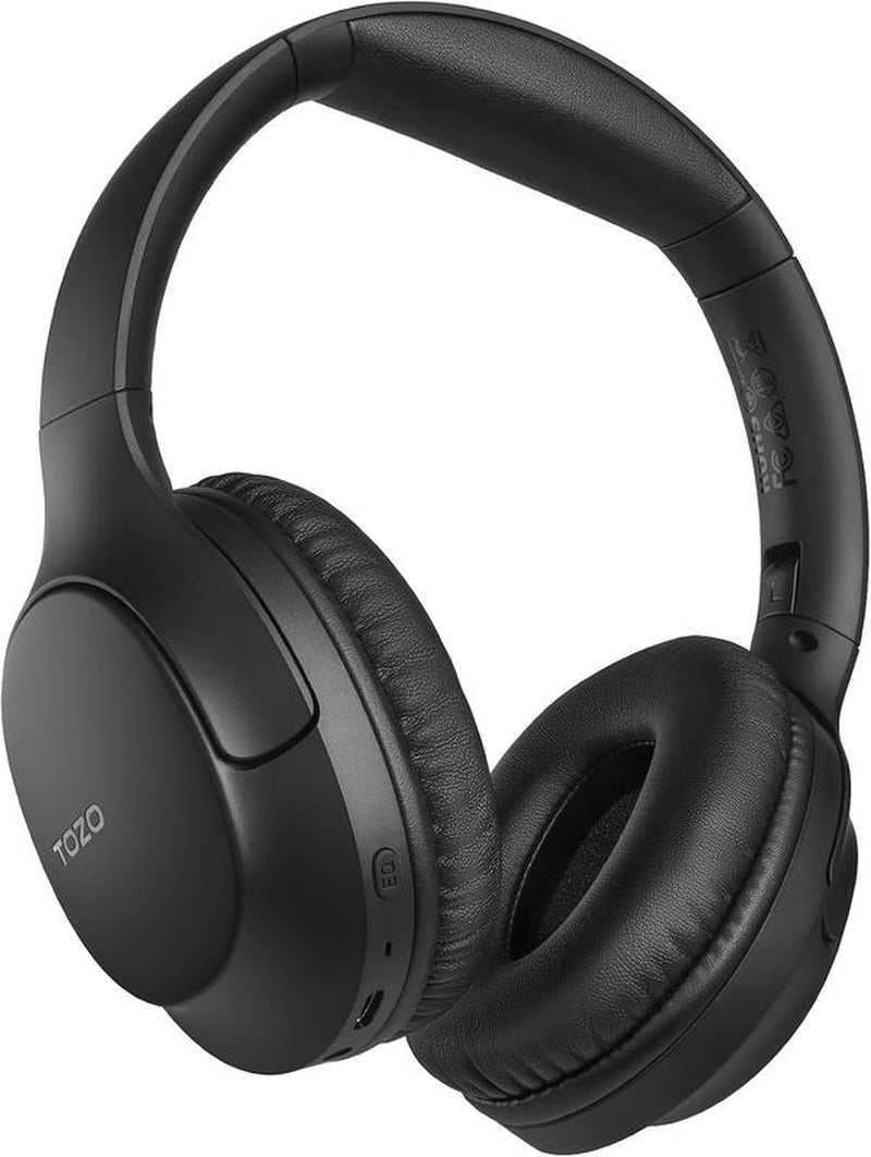 TOZO HA1 Bluetooth 5.4 Over‑Ear Headphones with ENC Call Noise Cancelling, Foldable, 70 H Playback, Deep Bass EQ (Black)