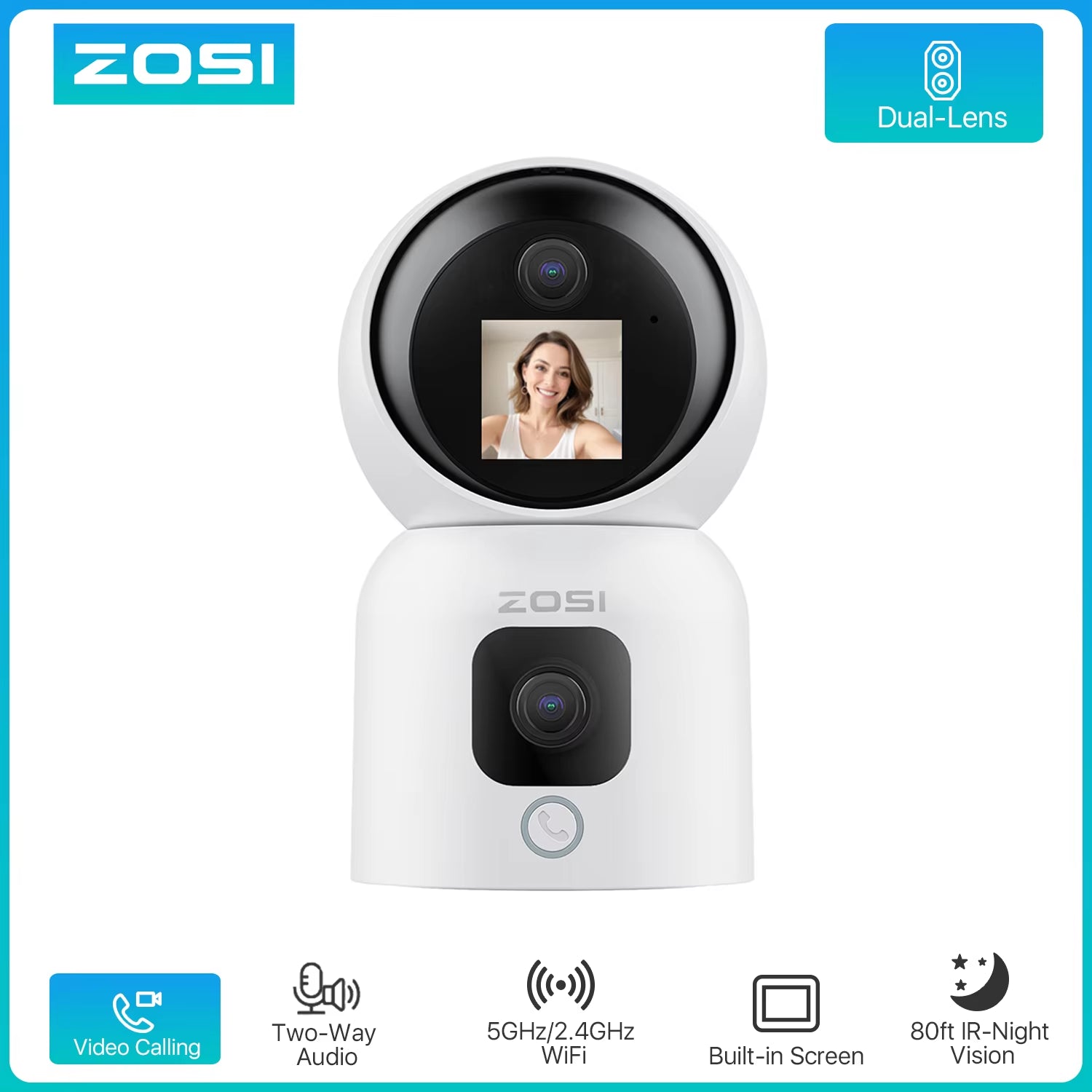 360° Smart Home Security Camera – Full HD Wireless Indoor Surveillance with Motion Detection & Night Vision