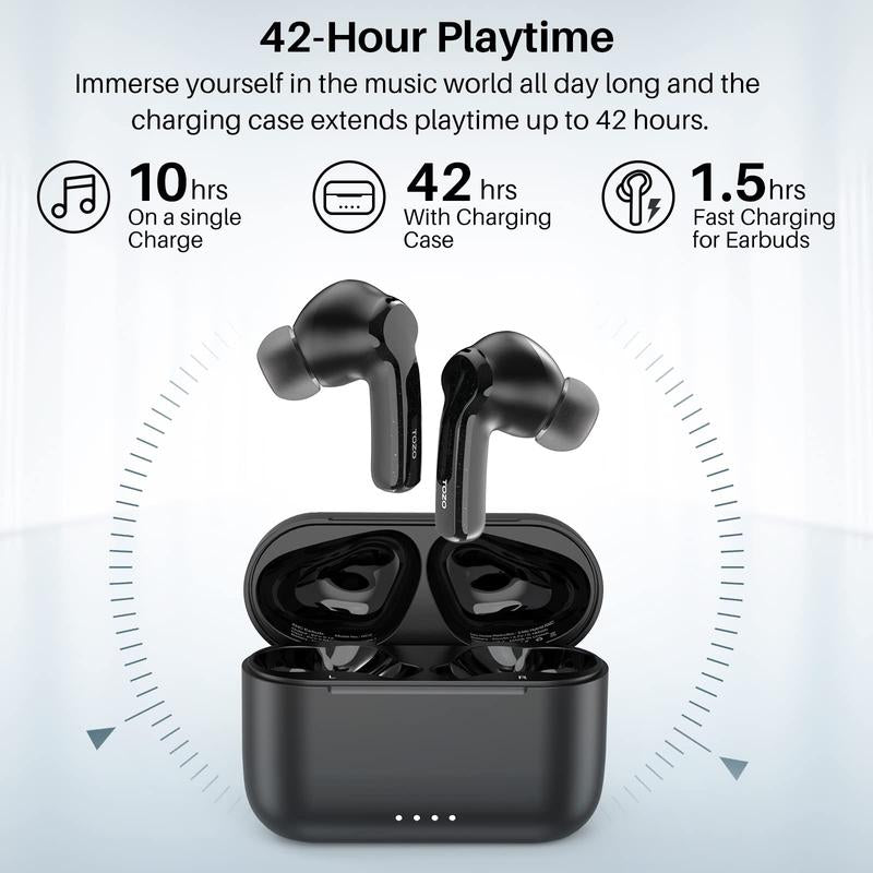 TOZO NC2 Hybrid Active Noise Cancelling Wireless Earbuds Mini Headphones Audio Waterproof In-Ear Earphone Fathersdaygift Headset Electronic