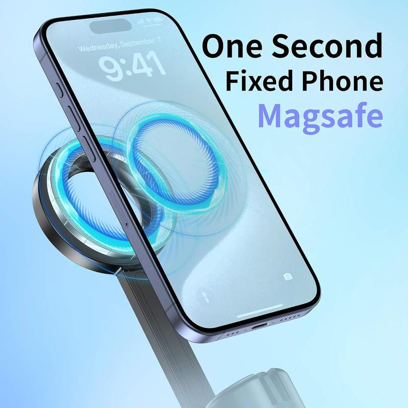 Magnetic Selfie Stick Tripod for Iphone and Android, 64" Phone Tripod Compatible with Magsafe, Fit for Iphone 12/13/14/15/16 Series, Magsafe Case and Other Phones with Metal Ring