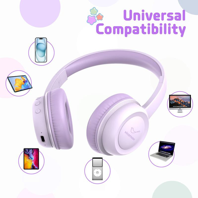 Kids headphones with volume limiter Vinamass A63 connected to tablet