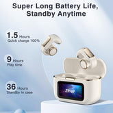 ZIHNIC S12 Open Earbuds, Wireless Headphones, LED Lights Touchscreenlight-Weight Earbuds Built-In Microphone, Power Digital Display,Stable Fit, Fast Charge ,36 Hours Playtime,Fast Pair,Clear Sound,Sweatproof,Charging Case, Android/Ios