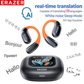 HTC NE27 Wireless Headphones Bluetooth 5.4 AI Translator Earbuds Glowing Earhook Upgraded LCD Touchscreen ENC Noise Reduction