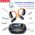 HTC NE27 Wireless Headphones Bluetooth 5.4 AI Translator Earbuds Glowing Earhook Upgraded LCD Touchscreen ENC Noise Reduction