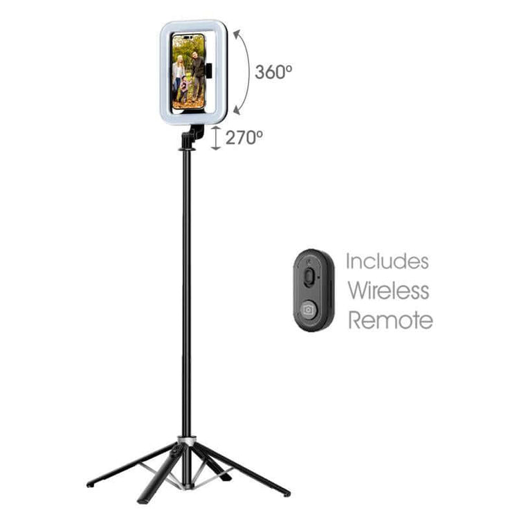 Mybat Pro Selfie Stick, Extendable Spotlight Tripod Stand with 8" Dimmable LED Light, Remote Control Cellphone Holder for Tiktok/Video Recording
