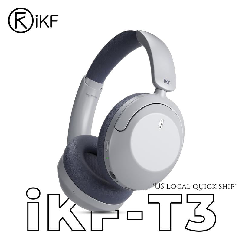 IKF T3 Wireless Noise Cancelling Headphones – Bluetooth 5.3, Deep Bass, 125H Playtime, Foldable Over-Ear Headset with Mic