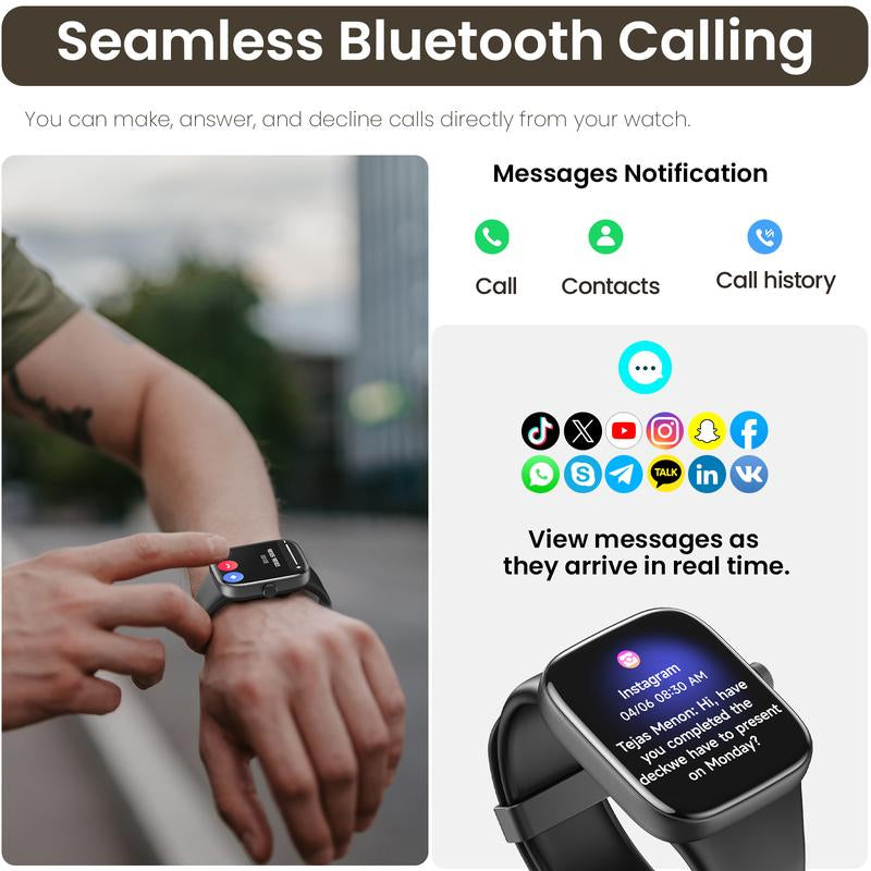 TOZO S7 Smartwatch Bluetooth Call AMOLED Ultra HD Screen,Dynamic Dials Messages Push 100+ Sports Modes,Detect Human Health (Heart Rate,Blood Oxygen)With High Battery Life Touch Screen Watch Black Fathersdaygift Wristwatch Wearable Phone Smartphone