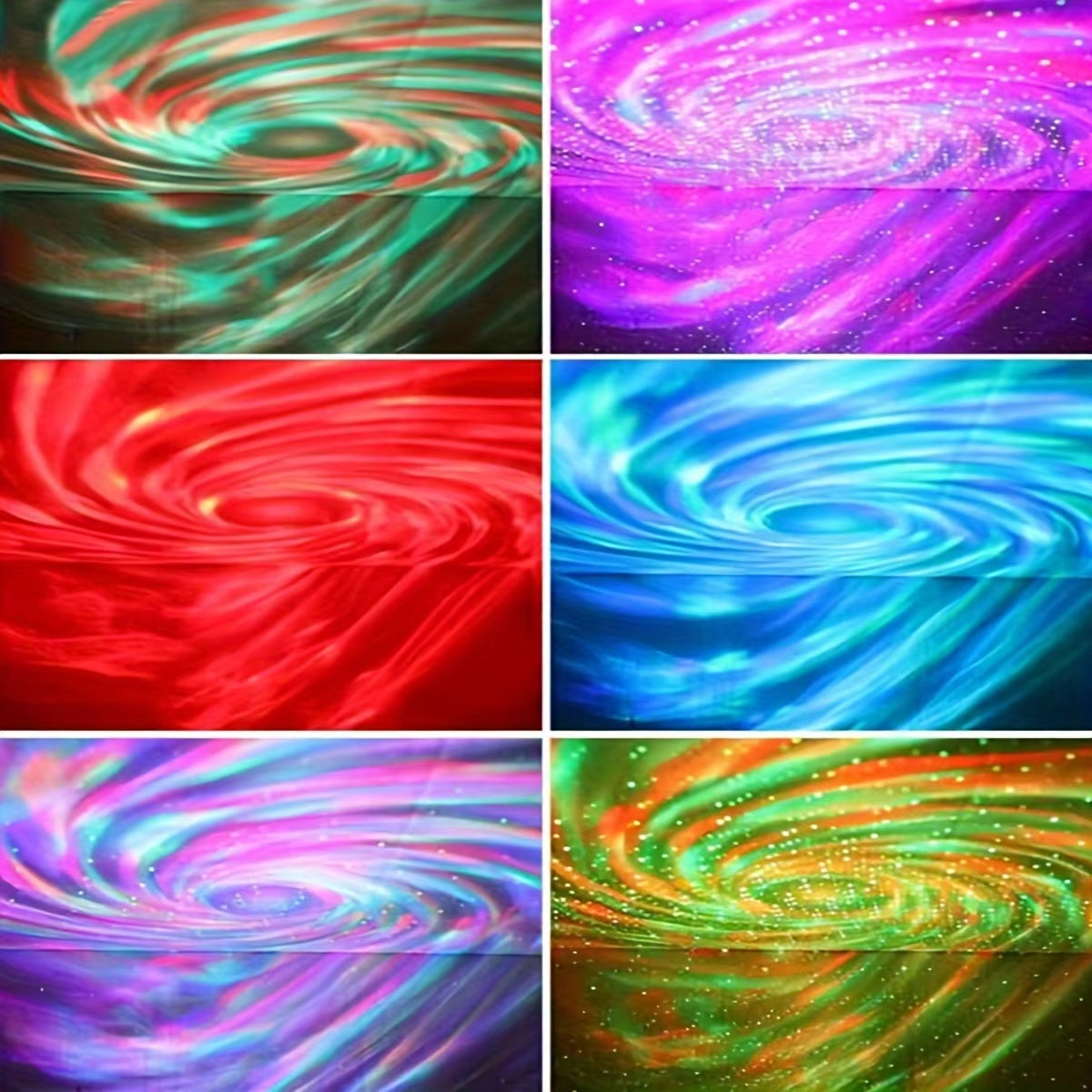 LED Galaxy Projector showcasing vibrant starry sky effects in multiple colors and dynamic lighting modes.