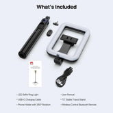 Mybat Pro Selfie Stick, Extendable Spotlight Tripod Stand with 8" Dimmable LED Light, Remote Control Cellphone Holder for Tiktok/Video Recording