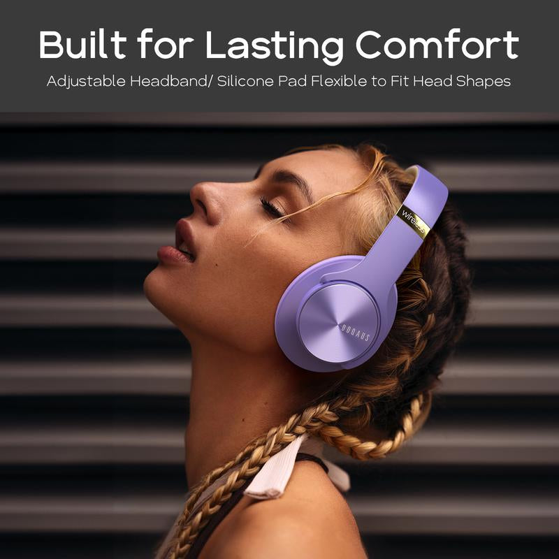 DOQAUS headphones with 3 EQ modes and soft memory earpads