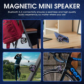Magnetic Bluetooth Speaker RGB attached to various surfaces for portable audio enjoyment in multiple settings.