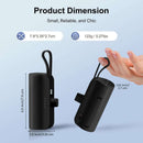 4500Mah Mini Power Bank with Built in 2 Cables & Lanyard - Ultra Compact Portable Charger Iphone,Android , Phone Holder, Charging Chargeable Black Smartphone Accessories