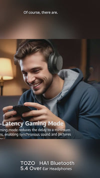 TOZO HA1 Bluetooth 5.4 Over‑Ear Headphones with ENC Call Noise Cancelling, Foldable, 70 H Playback, Deep Bass EQ (Black)
