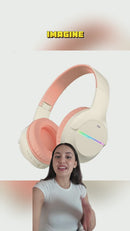 Kids Bluetooth Headphones, Kids Headphones Wireless with LED Light Up, Built-In Mic, Over-Ear Bluetooth 5.3 Headphones for School Travel Ipad Tablet 6-18 Years Boy Girl